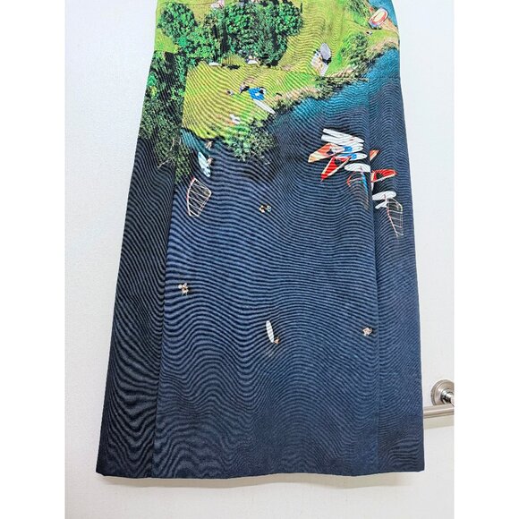 NWT Akris Punto Surfer Print Park Picnic Marina Sail Boats Water Dress Blue 8 - Picture 6 of 13